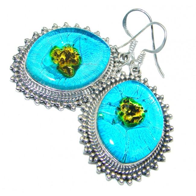 Handcrafted In Mexico Dichroic Glass Sterling Silver earrings