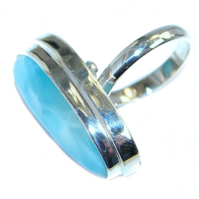 Simple Design Larimar Sterling Silver handmade ring size adjustable