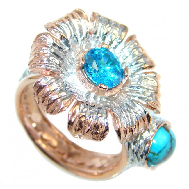 Daisy Blue topaz Gold plated over Sterling Silver Ring s. 5 3/4
