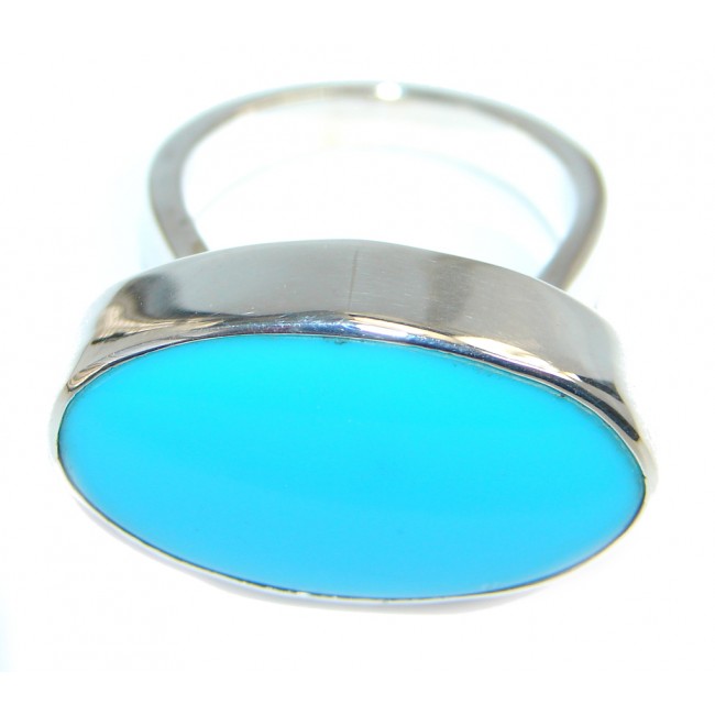 Excellent Sleeping Beauty Turquoise Sterling Silver flip flop ring size 8
