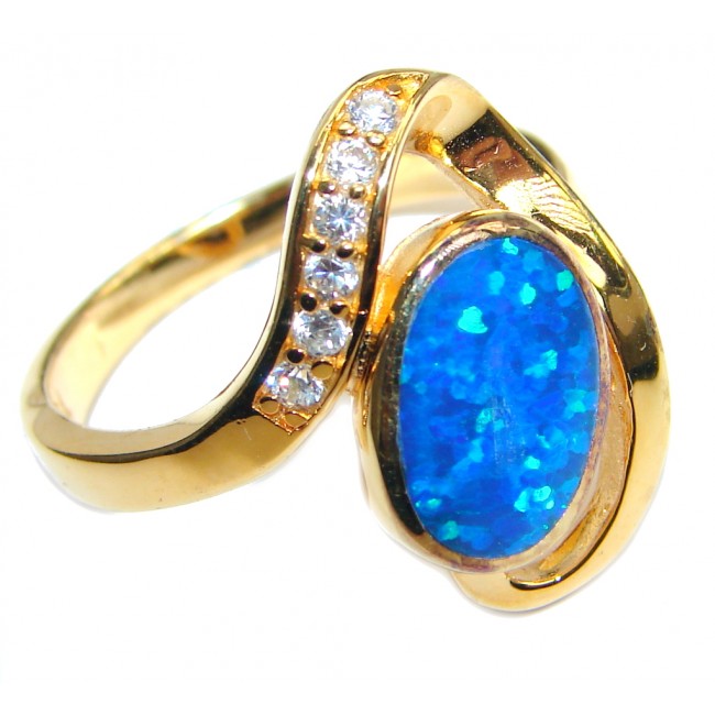 Japanese Fire Opal Cubic Zirconia Gold plated over Sterling Silver ring s. 8