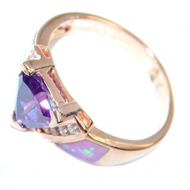 Japanese Fire Opal Cubic Zirconia Gold plated over Sterling Silver ring s. 10