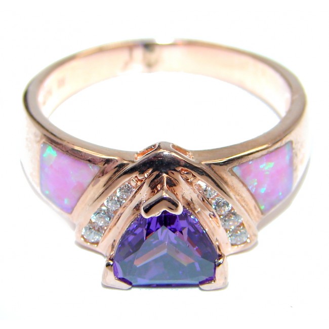Japanese Fire Opal Cubic Zirconia Gold plated over Sterling Silver ring s. 10