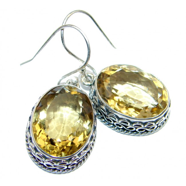 Natural Citrine Oxidized Sterling Silver handmade earrings