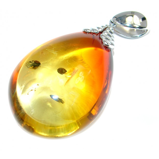 Huge Tears of Time natural Baltic Amber Sterling Silver handmade Pendant