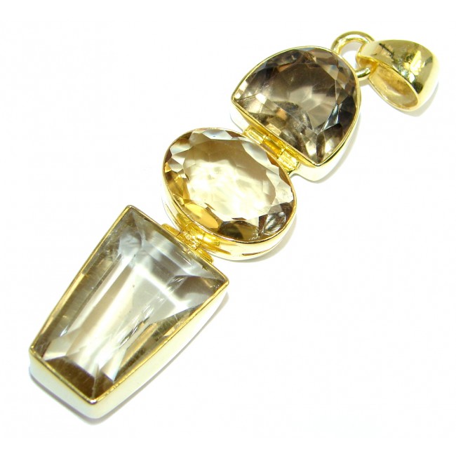 Exclusive Smoky Topaz Gold plated over Sterling Silver handmade Pendant