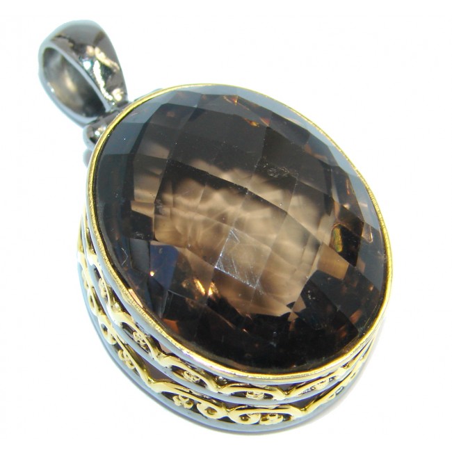 Vintage Beauty Smoky Topaz Gold plated over Sterling Silver handmade Pendant