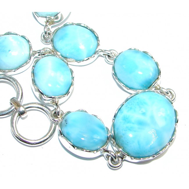 Solid Genuine Blue Larimar Sterling Silver handmade Bracelet