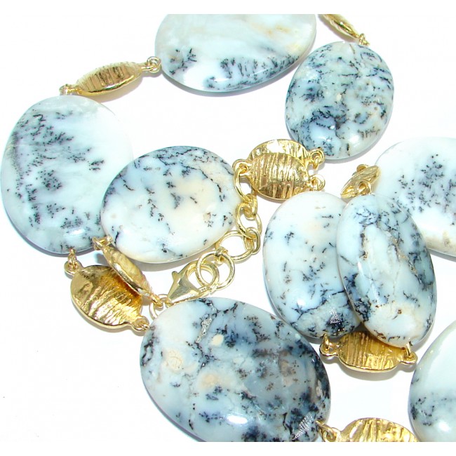 Oversized! Amazing Beauty Dendritic Agate Sterling Silver necklace