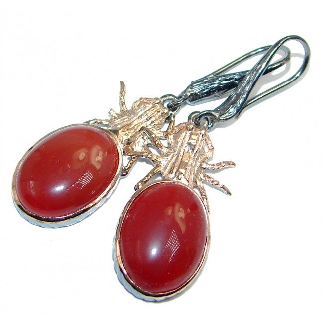 Natural Carnelian Rose Gold Rhodium plated over Sterling Silver Earrings