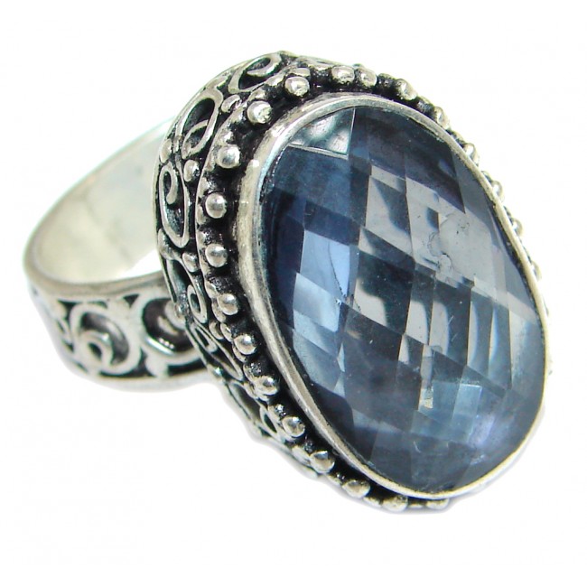 Exotic Blue Rainbow Magic Topaz Sterling Silver Ring s. 8