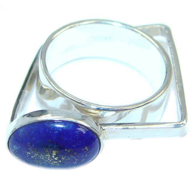 Ultra modern Royal Blue Lapis Lazuli Sterling Silver Ring s. 8
