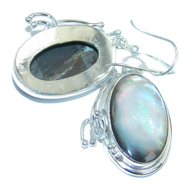 Genuine Rainbow Abalone Sterling Silver handmade earrings
