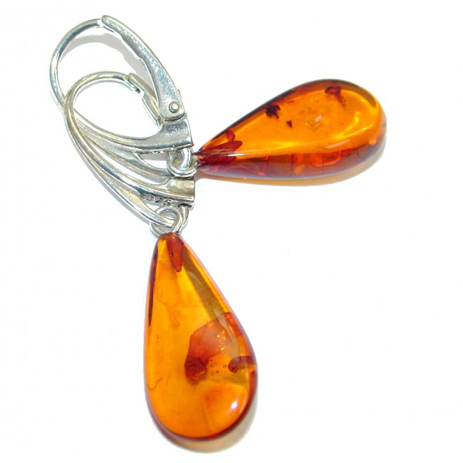 Beautiful Polish Amber Sterling Silver handcrafted Earrings