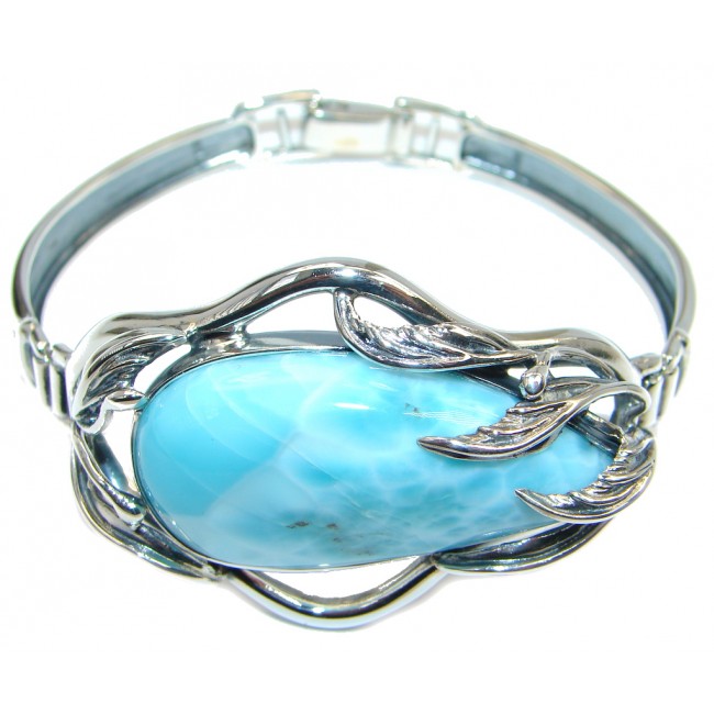 AAA+ quality Blue Larimar Oxidized Sterling Silver handmade Bracelet / Cuff