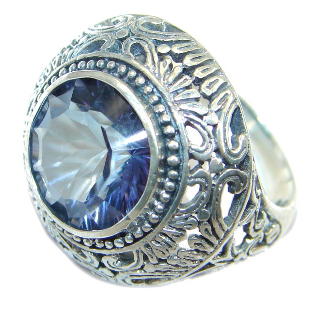 Exotic Blue Rainbow Magic Topaz Sterling Silver Ring s. 7