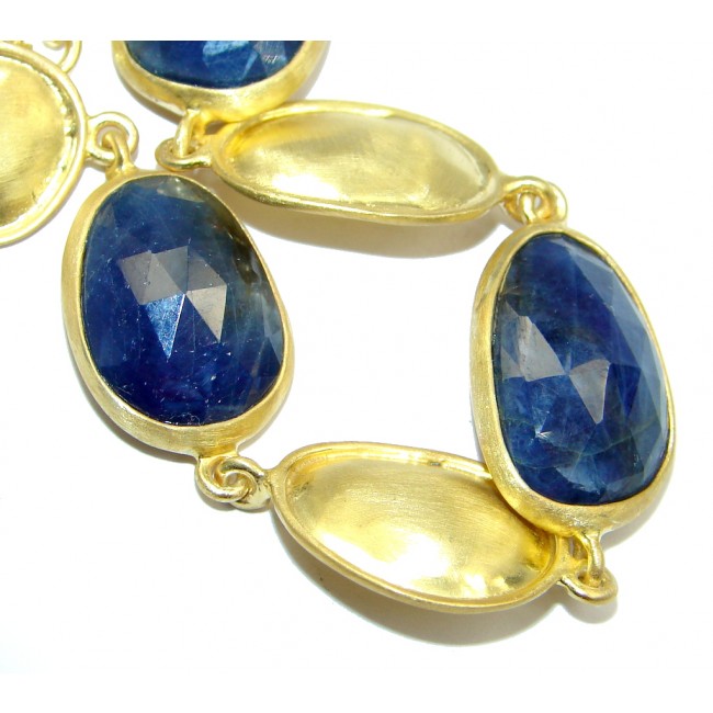 Elegant natural Sapphire Gold over Sterling Silver handmade necklace
