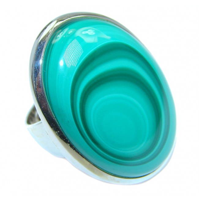 Natural AAA quality Malachite Sterling Silver handcrafted ring size 8