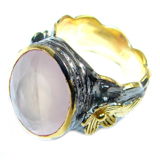 Real Beauty Rose Quartz Gold plated over Sterling Silver handmade Ring size 7