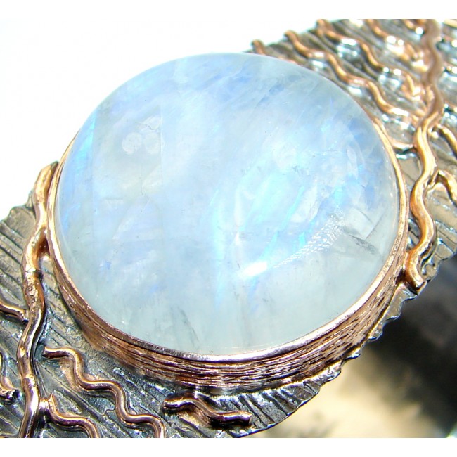 Real Treasure Fire Moonstone Rose Gold plated over Sterling Silver Bracelet / Cuff