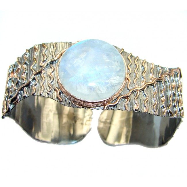 Real Treasure Fire Moonstone Rose Gold plated over Sterling Silver Bracelet / Cuff