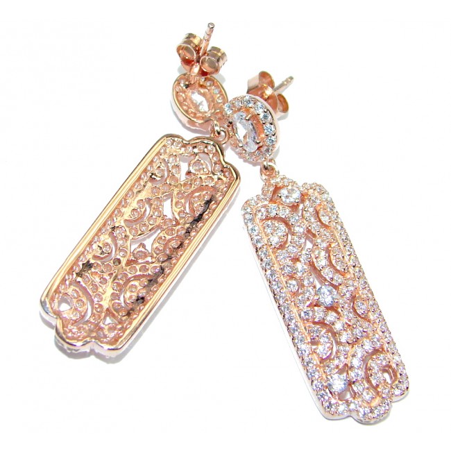 Sublime White Topaz Rose Gold Sterling Silver stud earrings
