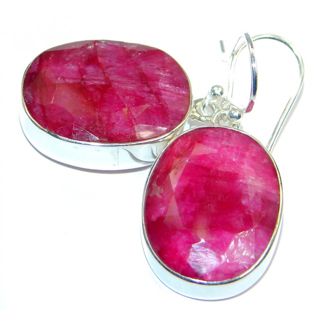 Chunky Red Ruby Sterling Silver chandelier earrings