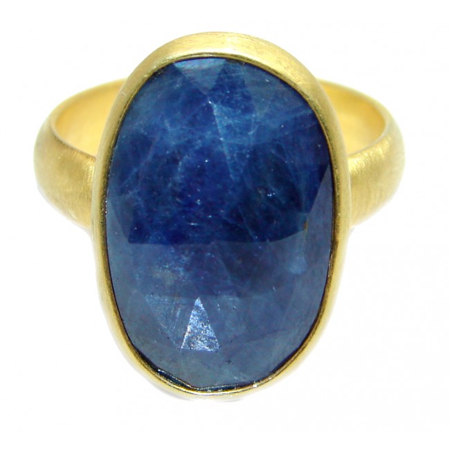 Authentic Blue Sapphire Gold plated over Sterling Silver Ring s. 9