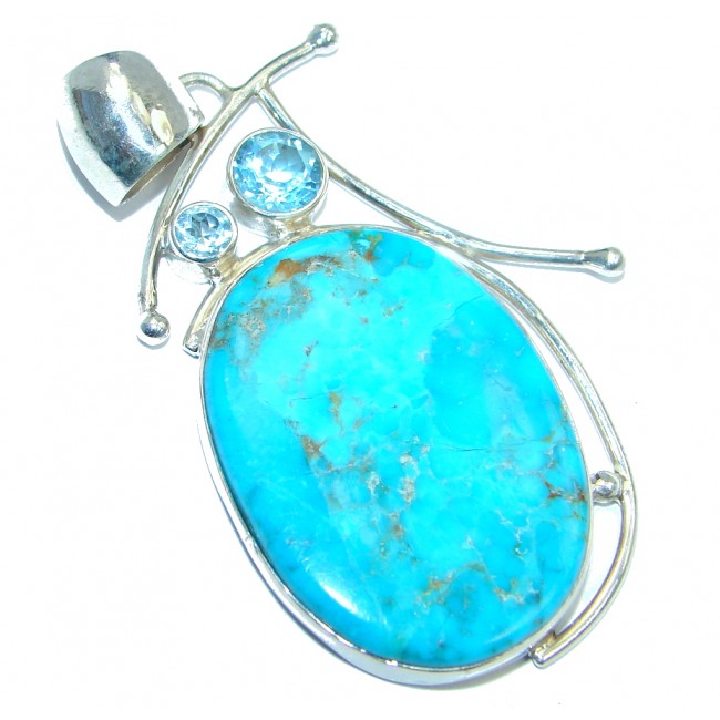 Great quality Sleeping Beauty Turquoise Sterling Silver handmade Pendant