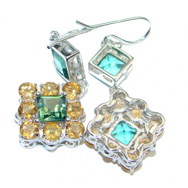Green Chrome Diopside Citrine Sterling Silver handmade earrings