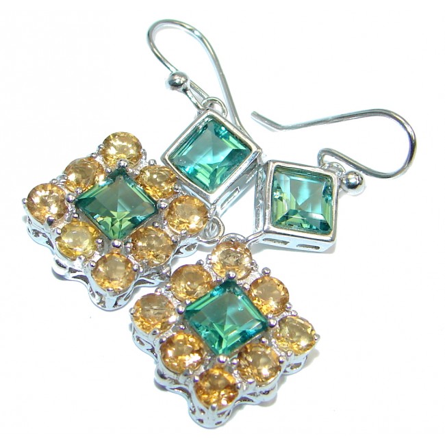 Green Chrome Diopside Citrine Sterling Silver handmade earrings