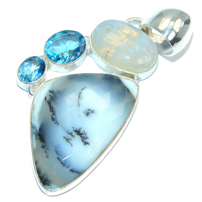 Perfect quality Dendritic Agate Moonstone Sterling Silver handmade Pendant