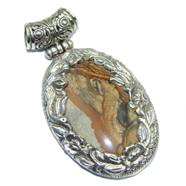 Huge Incredible natural pattern AAA+ Picture Jasper Sterling Silver handcrafted Pendant