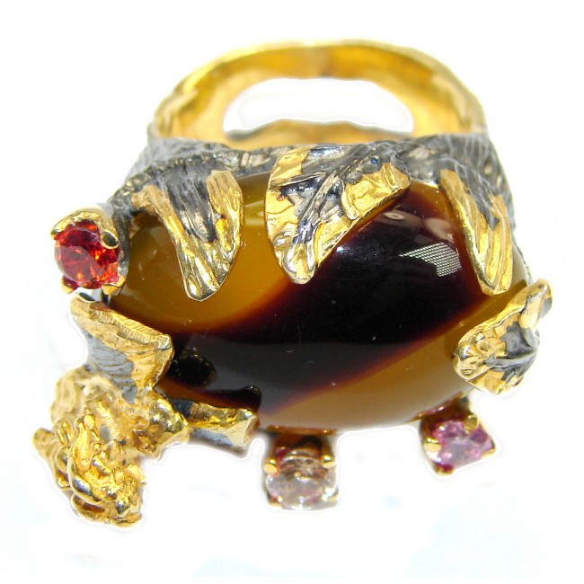 Golden Dragon Australian Mookaite Gold plated over Sterling Silver handmade Ring size 8
