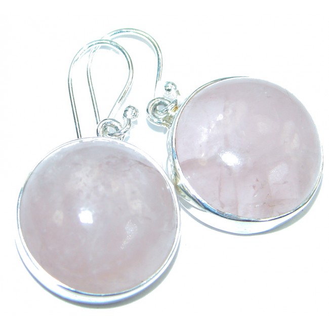 Pink Quartz Rose Sterling Silver handmade earrings