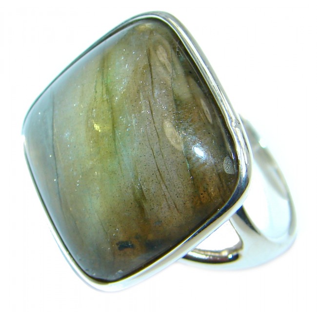 Great Blue Fire Labradorite Sterling Silver Ring size 8 1/2