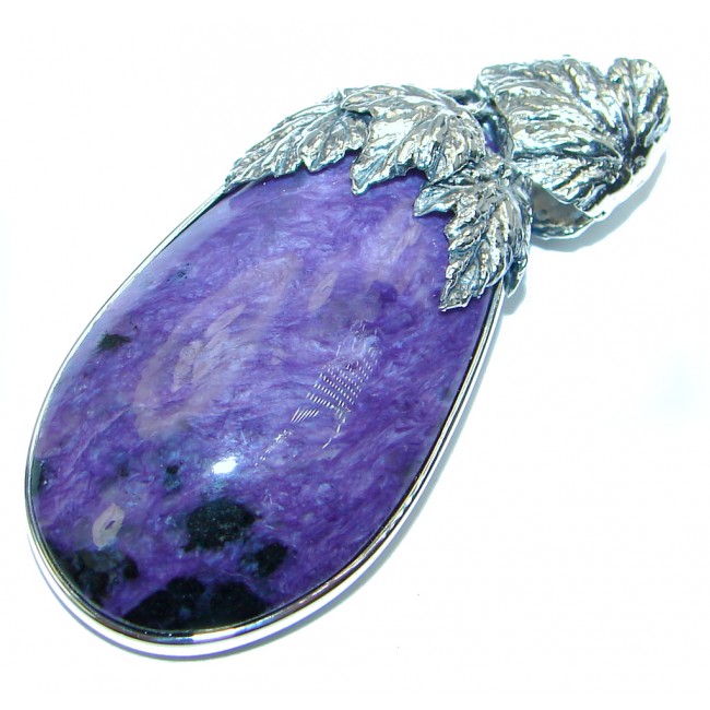 Huge Genuine AAA quality Purple Siberian Charoite Sterling Silver handmade Pendant