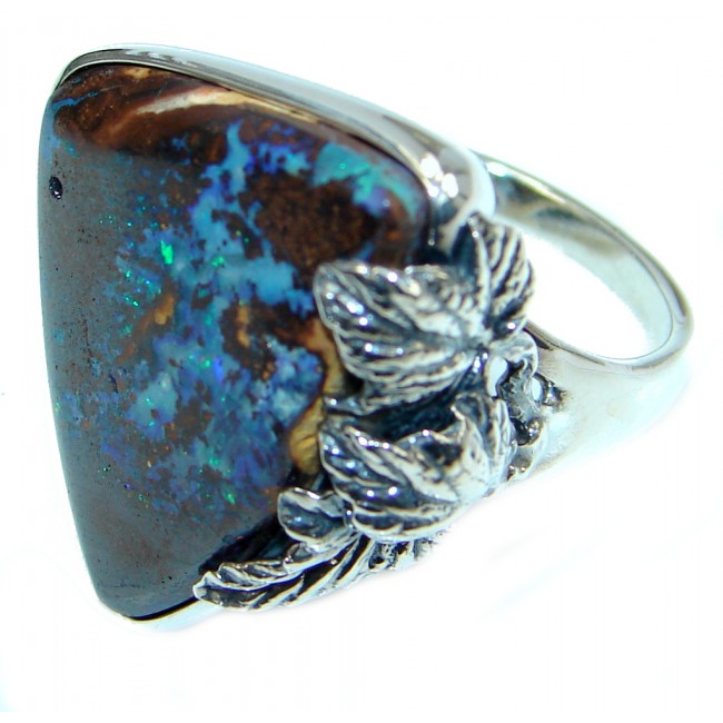 Classic Boulder Opal Sterling Silver handcrafted ring size 9