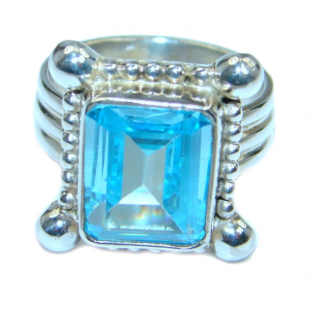 Exotic Blue Topaz Sterling Silver Ring s. 7