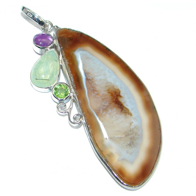Authentic Brown Aura Botswana Agate Sterling Silver handmade Pendant