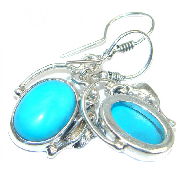 Genuine Sleeping Beauty Turquoise Sterling Silver handcrafted Earrings