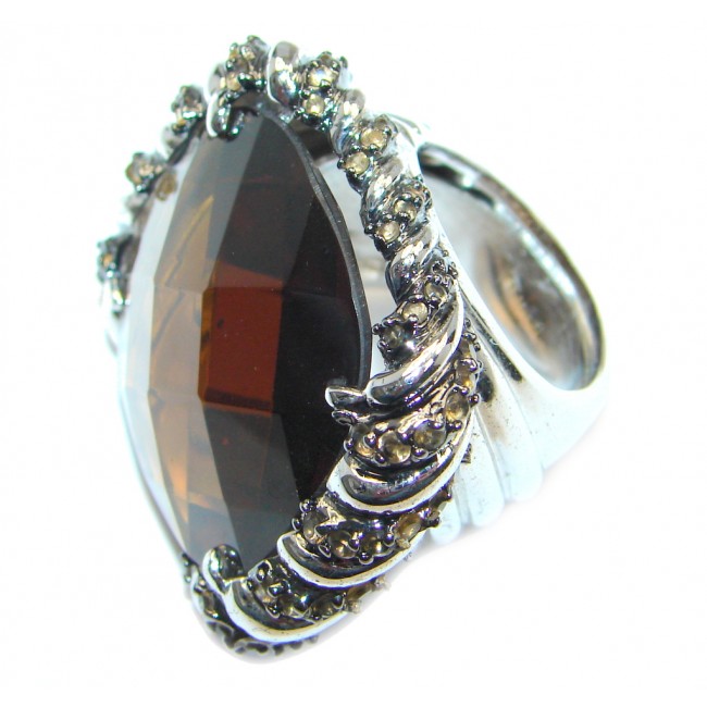 Amazing Smoky Topaz Gold plated over Sterling Silver Coctail ring size 6