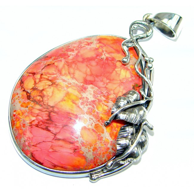 Orange Sea Sediment Jasper Sterling Silver handmade Pendant