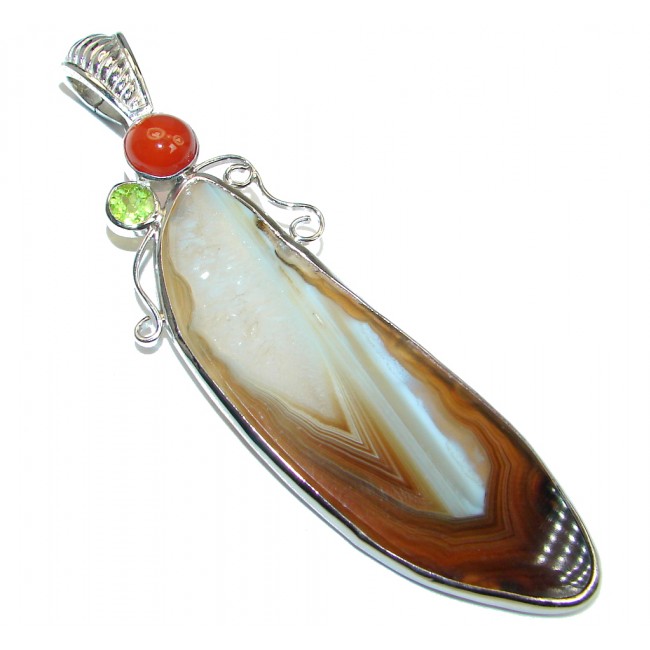 Authentic Brown Aura Botswana Agate Sterling Silver handmade Pendant