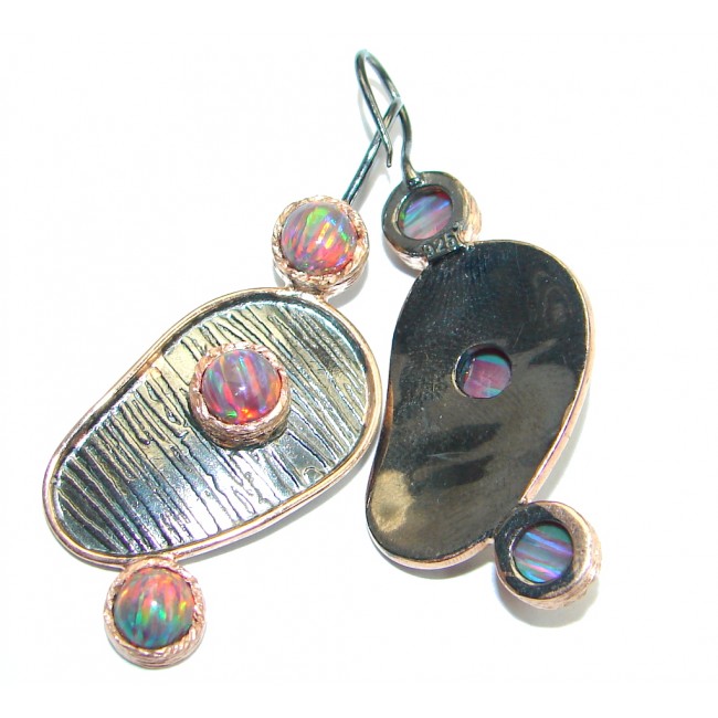 Exclusive Japanese Fire Opal Rose Gold Rhodium plated over Sterling Silver earrings