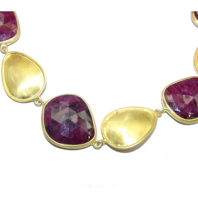Very Elegant natural Ruby Gold over Sterling Silver handmade necklace