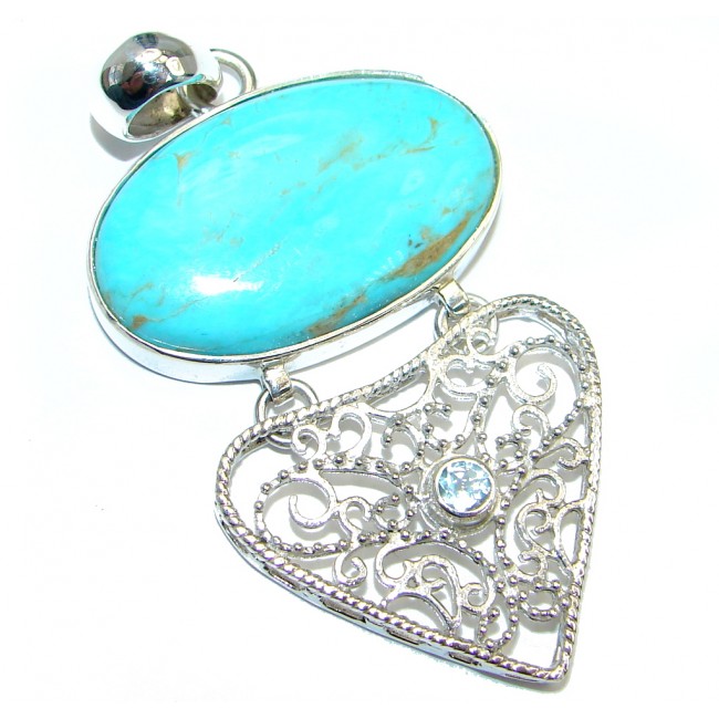 Genuine AAA+ quality Sleeping Beauty Blue Turquoise Sterling Silver handmade Pendant