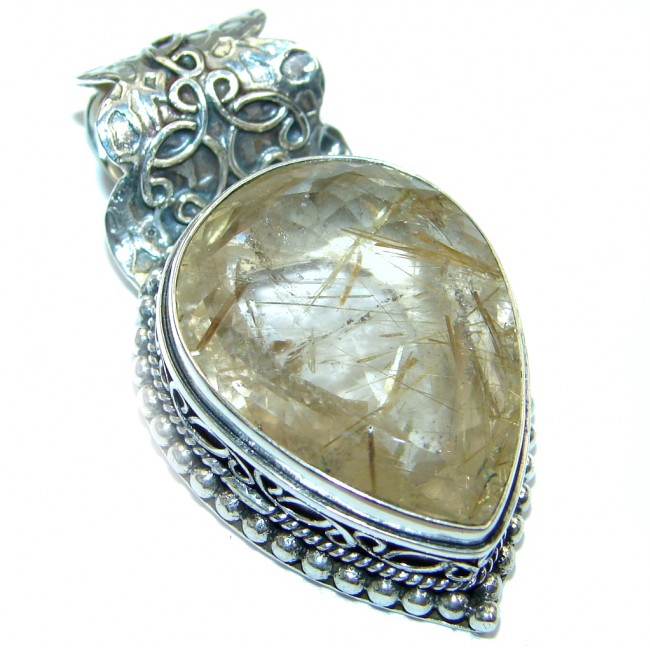 Himalayan Treasure Golden Rutilated Quartz Sterling Silver Pendant