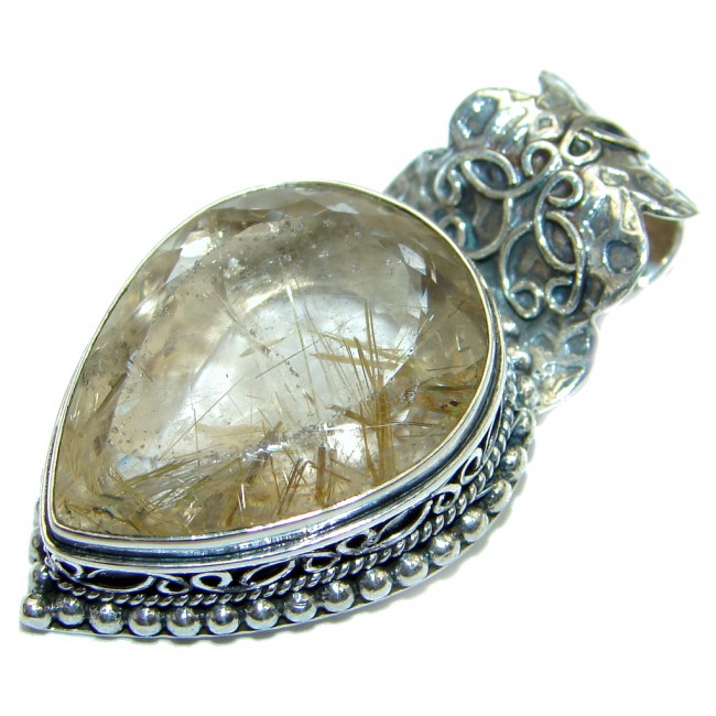 Himalayan Treasure Golden Rutilated Quartz Sterling Silver Pendant