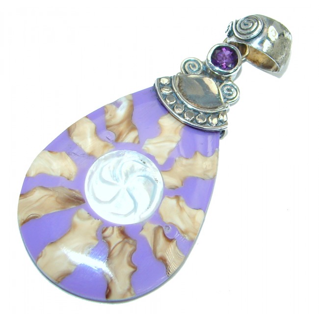 Amazing Purple Ocean Shell Sterling Silver Pendant